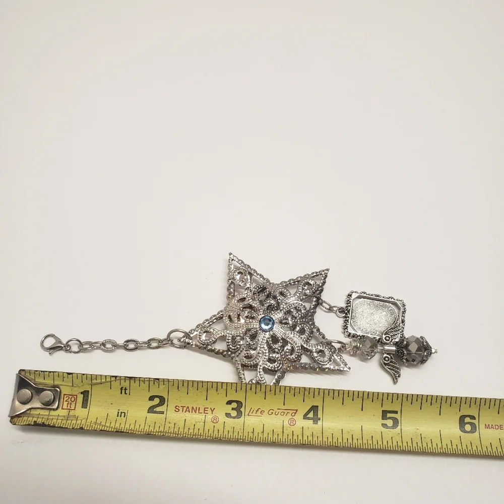 Handmade Beaded Guardian Angel Photo Charm & Silver Star Memorial Charm